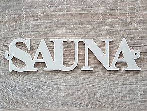 Dekorácie - Nápis Sauna 20cm frézovaný s dierkami - 12904822_