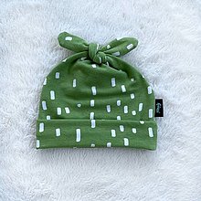 Detské čiapky - Čiapočka pre bábätká BIO bavlna zelená s čiarkami - 12907304_