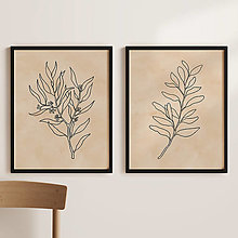 Obrazy - Dvojica printov s botanickou ilustráciou - 12906677_