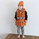 Detské oblečenie - Detská teddy vesta s opaskom - cognac - 12911884_