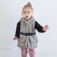 Detské oblečenie - Detská teddy vesta s opaskom - grey - 12911855_