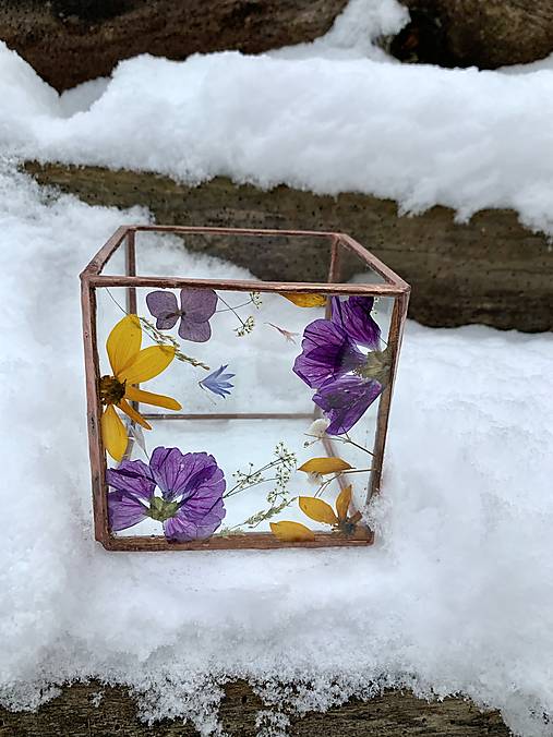 Svietidlá - Svietnik so sušenými kvetmi - 12911891_
