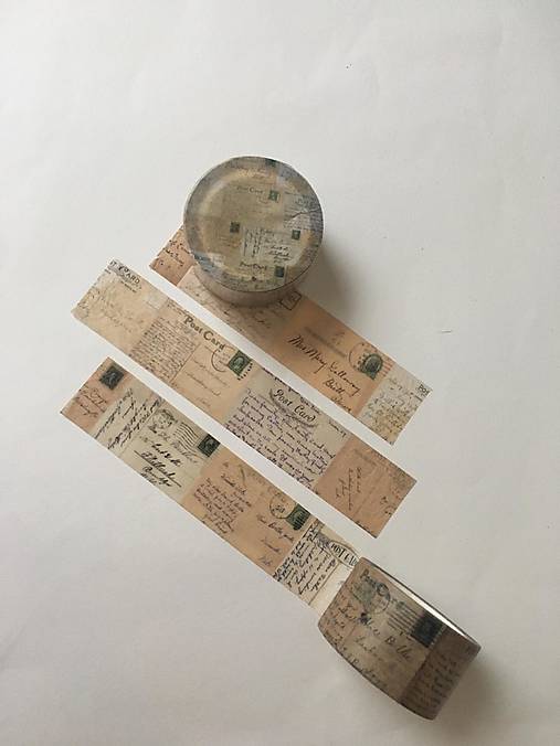 Papier - Papierová WASHI páska - Vintage pohľadnice - - 12909372_