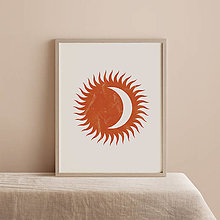 Grafika - Print so slnkom a mesiacom - 12909679_