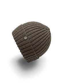 Čiapky, čelenky, klobúky - Merino čiapka s prekladom sivohnedá tmavá - 12909179_