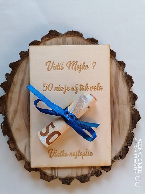 Papiernictvo - Drevena pohľadnica k narodeninám _rôzne farby stuhy - 12907714_