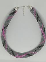 Náhrdelníky - Sivo ružový náhrdelník - 12912901_