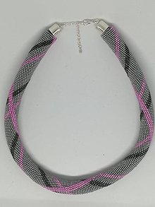 Náhrdelníky - Sivo ružový náhrdelník - 12912901_