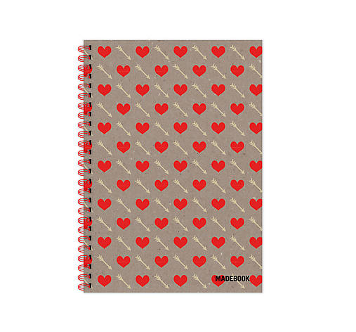 Papiernictvo - MADEBOOK špirálový zošit A5 - Srdcový - 12913438_