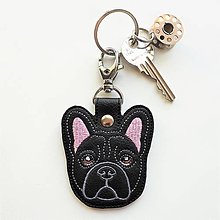 Kľúčenky - Kľúčenka psík buldoček (Čierna) - 12912915_