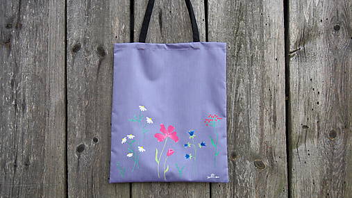 Plátená taška ručne maľovaná- lúčne kvety