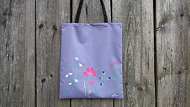 Nákupné tašky - Plátená taška ručne maľovaná- lúčne kvety - 12913681_