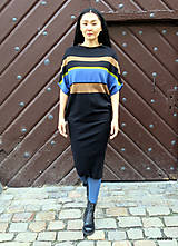Šaty - YENOME-pletené šaty pruhované - 12912524_