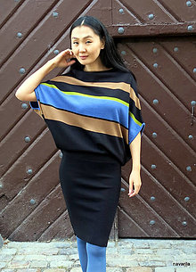 Kimoná - YENOME-pletené šaty pruhované - 12912519_