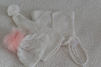 Detské oblečenie - Newborn norkový setík biely - overal, čiapočka, čelenky (Zvýhodnená cena za set (overal, čiapka, 1 čelenka)) - 12913552_