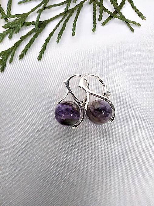 Náušnice - Náušnice - čaroit v striebre Ag925/1000 - 12915708_