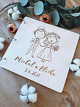 Svadobná kniha hostí personalizovaná, drevený fotoalbum - Párik