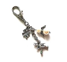 Kľúčenky - Kľúčenka "kominár" s anjelikom (krémová) - 12917344_