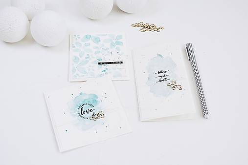 Papiernictvo - Maľovaný pozdrav - mint akvarel I - 12923367_