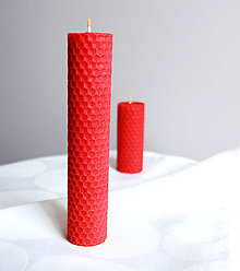 Sviečky - sviečka -včelí vosk - červená rôzne veľkosti (16 cm) - 12924093_
