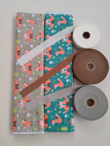 Textil - VLNIENKA výroba na mieru 100 % bavlna potlačená detské vzory FOX Green / grey - 12925342_
