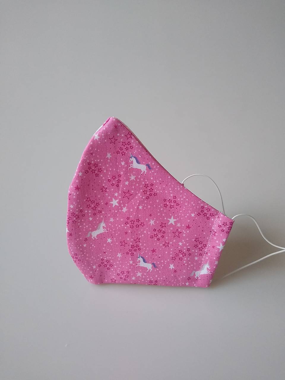 Dizajnové rúško biely jednorožec tvarované dvojvrstvové