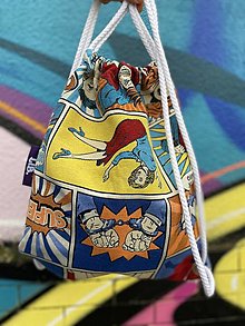 Batohy - Textílna taška na plecia "Komiks" - 12927408_