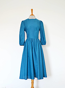 Šaty - Bavlnené šaty s riasenou sukňou  - 12929359_