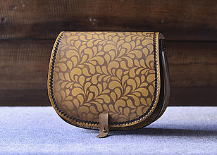 Kabelky - kabelka kožená lovecká /saddle bag ARTEMIS, vzor Folk, hnedý antique - 12930678_