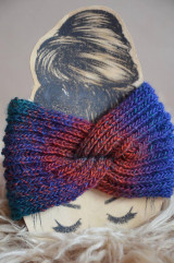 Čiapky, čelenky, klobúky - Čelenka turban melír (Modrá VÝPREDAJ) - 12933529_