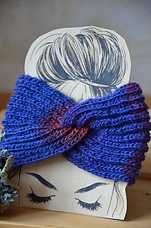Čiapky, čelenky, klobúky - Čelenka turban melír (Modrá VÝPREDAJ) - 12933451_