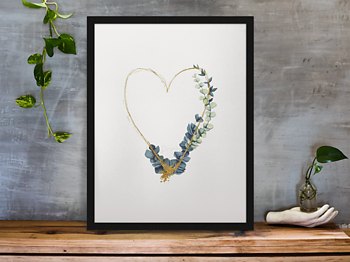  - Art Print, LOVE-Heart frame-Succulents, obrázok na stenu (Plagát A3) - 12933294_