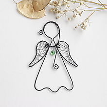 Dekorácie - anjelik s farebným srdiečkom (Zelená) - 12936006_