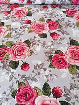 Textil - Bavlnená látka Rose Garden - Rose Toile Gray - 12936672_