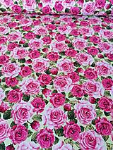 Textil - Bavlnená látka Rose Garden - Packed Roses Light Moss - 12936719_