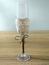Nádoby - Jutové svadobné poháre s béžovou čipkou - 12938900_
