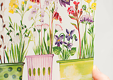Papier - Pohľadnica "Jar v kvetináčoch" - 12937241_