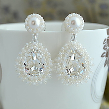 Náušnice - Tradičné svadobné náušnice s perlou v tvare kvapky (Ag925) (Prírodná biela) - 12941904_