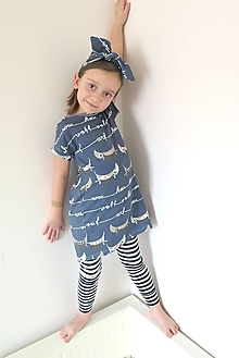 Detské oblečenie - šaty z biobavlny Jazvečík (modré) - 12944964_