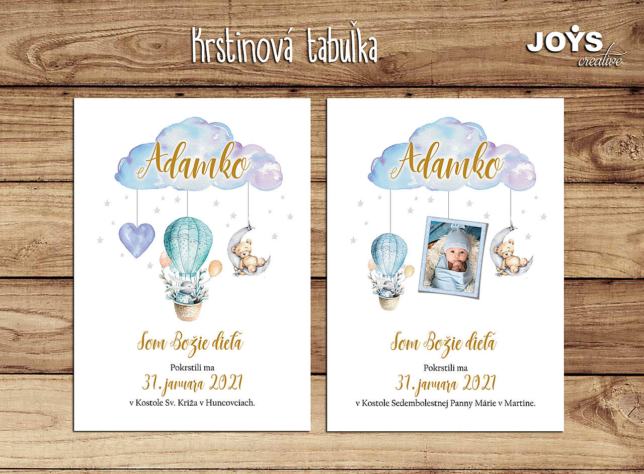 Darček ku krstu - krstinová tabuľka (chlapčenská bez fotky)