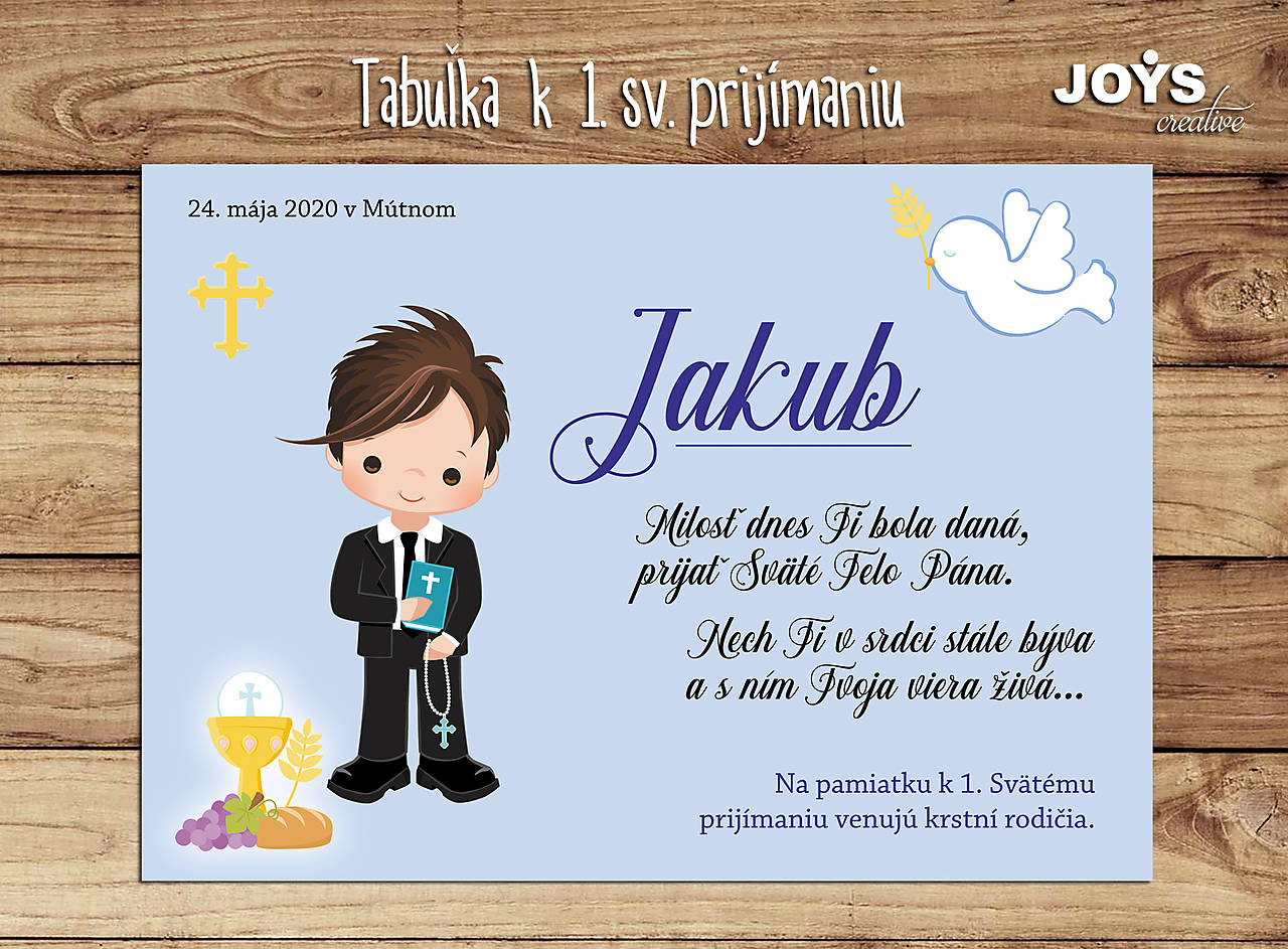 Darček k 1.sv. prijímaniu - tabuľka k 1.sv. prijímaniu (Chlapčenská)