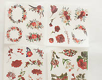 Papier - Set nálepiek "Botany Red" - 12943406_
