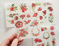 Papier - Set nálepiek "Botany Red" - 12943438_