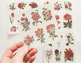 Papier - Set nálepiek "Botany Red" - 12943437_