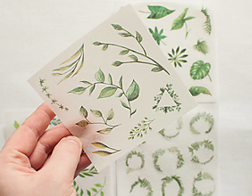 Papier - Set nálepiek "Botany Green" - 12943504_