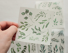 Papier - Set nálepiek "Botany Mint" - 12943611_