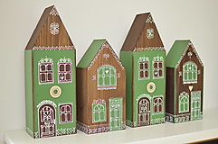 Dekorácie - Zelené drevené domčeky slovenské - 12947477_