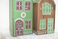 Dekorácie - Zelené drevené domčeky slovenské - 12947524_