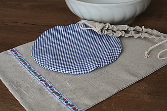 Úžitkový textil - Vrecko na chlieb a kváskovacia čiapka (kryt na misu) - 12946269_