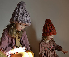 Detské čiapky - Veľká s bambuľkou...staroružová - 12949911_